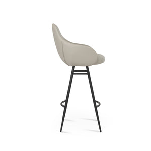 Soho Concept Gazel Galata Barstools & Counterstools - Stylish Leatherette, Soft Brass Finish, 350 Lbs Capacity Black,Light Grey Steel Tubular Legs Soho-concept-dining-chair-08648