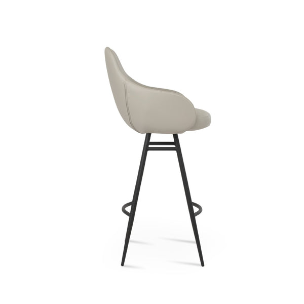 Soho Concept Gazel Galata Barstools & Counterstools - Stylish Leatherette, Soft Brass Finish, 350 Lbs Capacity Black,Light Grey Steel Tubular Legs Soho-concept-dining-chair-08648