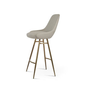 Soho Concept Gazel Galata Barstools & Counterstools - Stylish Leatherette, Soft Brass Finish, 350 Lbs Capacity Brass,Light Grey Steel Tubular Legs Soho-concept-dining-chair-08649