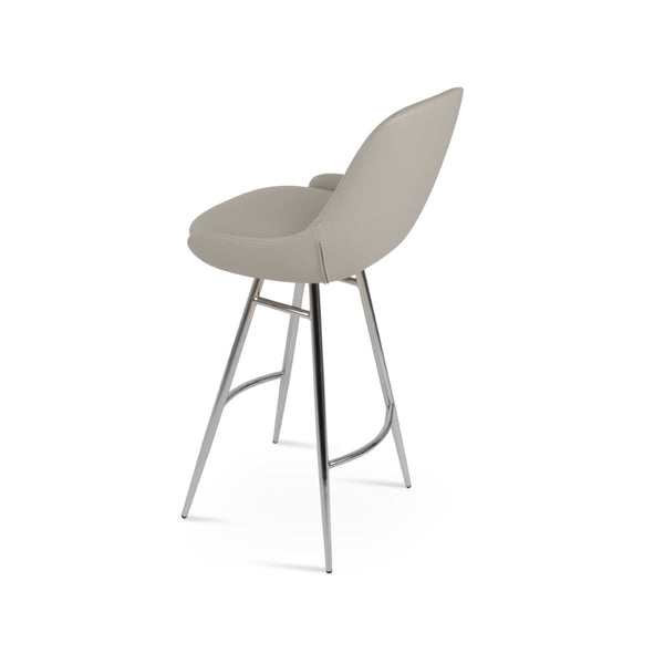 Soho Concept Gazel Galata Barstools & Counterstools - Stylish Leatherette, Soft Brass Finish, 350 Lbs Capacity Chrome,Light Grey Steel Tubular Legs Soho-concept-dining-chair-08650