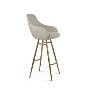 Soho Concept Gazel Galata Barstools & Counterstools - Stylish Leatherette, Soft Brass Finish, 350 Lbs Capacity Brass,Light Grey Steel Tubular Legs Soho-concept-dining-chair-08652