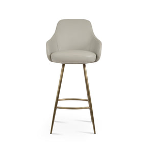 Soho Concept Gazel Galata Barstools & Counterstools - Stylish Leatherette, Soft Brass Finish, 350 Lbs Capacity Brass,Light Grey Steel Tubular Legs Soho-concept-dining-chair-06860