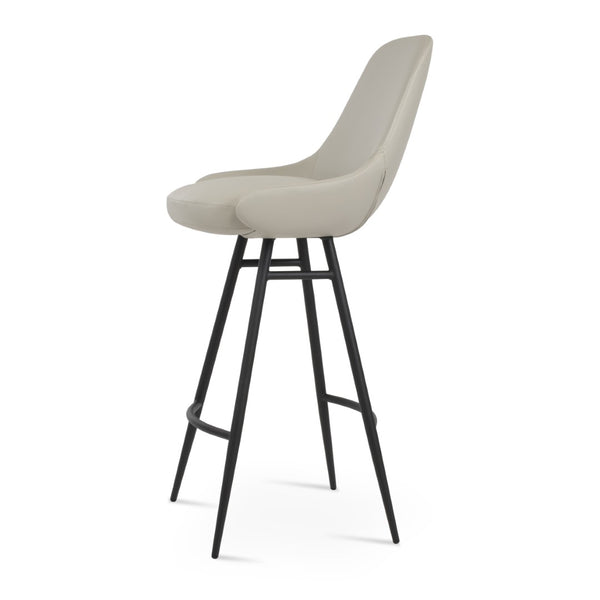 Soho Concept Gazel Galata Barstools & Counterstools - Stylish Leatherette, Soft Brass Finish, 350 Lbs Capacity Black,Light Grey Steel Tubular Legs Soho-concept-dining-chair-08651