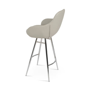Soho Concept Gazel Galata Barstools & Counterstools - Stylish Leatherette, Soft Brass Finish, 350 Lbs Capacity Chrome,Light Grey Steel Tubular Legs Soho-concept-dining-chair-08644