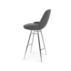 Soho Concept Gazel Galata Barstools & Counterstools - Durable Camira Blazer Wool, Chrome Finish, Modern Style Chrome,Dark Grey Steel Tubular Legs Soho-concept-dining-chair-08647