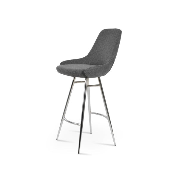 Soho Concept Gazel Galata Barstools & Counterstools - Durable Camira Blazer Wool, Chrome Finish, Modern Style Chrome,Dark Grey Steel Tubular Legs Soho-concept-dining-chair-06859