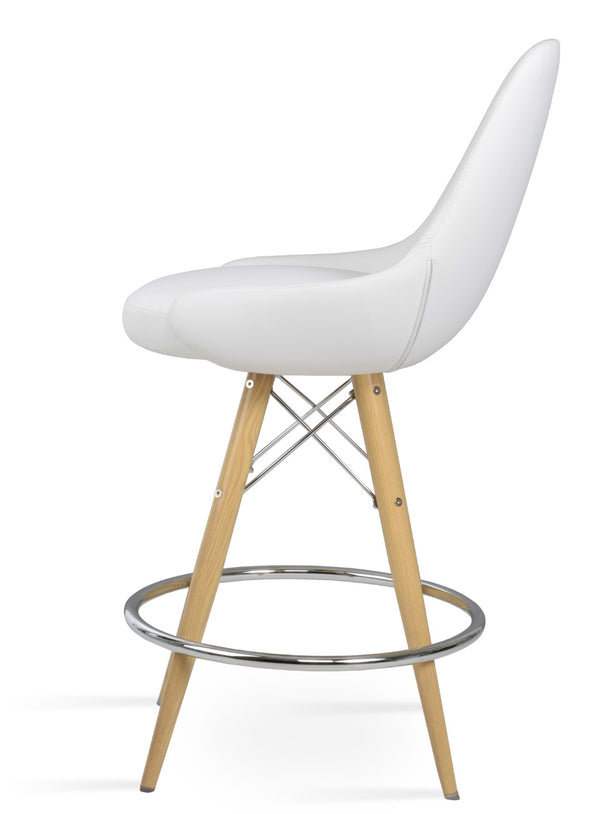 Soho Concept Gazel Modern Bar And Counter Stools - Stylish, Durable Leatherette, Flexible Memory Swivel Design Natural,White  Soho-concept-dining-chair-08654