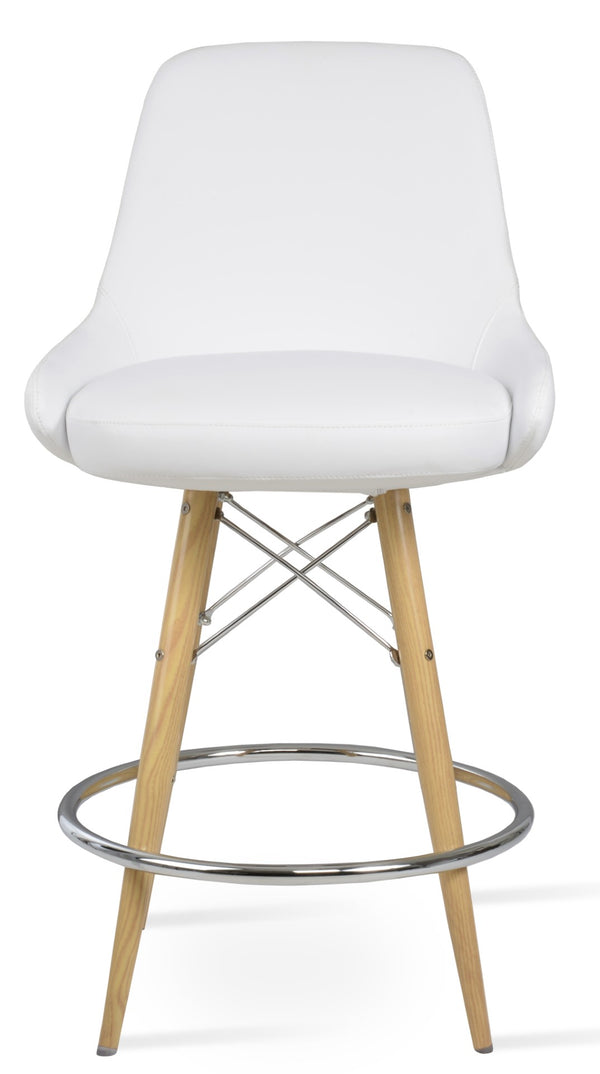 Soho Concept Gazel Modern Bar And Counter Stools - Stylish, Durable Leatherette, Flexible Memory Swivel Design Natural,White  Soho-concept-dining-chair-06861
