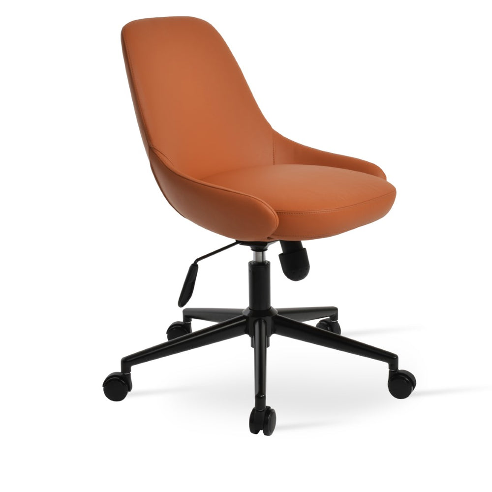 Soho Concept Gazel Office Chair - Luxurious Camira Yoredale Boucle Fabric & Genuine Leather, 10-year Guarantee! Black  Soho-concept-dining-chair-11833