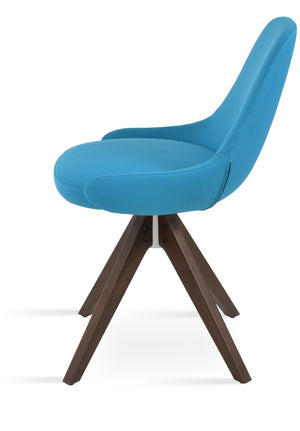 Soho Concept Gazel Pyramid Wood Swivel Dining Chair - Premium Upholstery, Solid Wood Base, 10-year Guarantee! Walnut,Turquoise  Soho-concept-dining-chair-04114