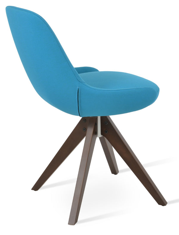 Soho Concept Gazel Pyramid Wood Swivel Dining Chair - Premium Upholstery, Solid Wood Base, 10-year Guarantee! Walnut,Turquoise  Soho-concept-dining-chair-04114