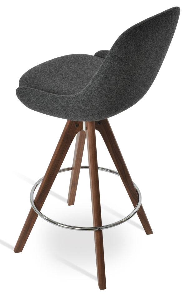 Soho Concept Gazel Pyramid Swivel Counter And Bar Stools - Luxurious Camira Wool, Solid Wood, 10-year Guarantee Dark Grey,Walnut  Soho-concept-dining-chair-08661