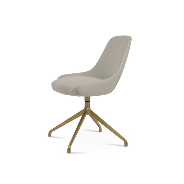Soho Concept Gazel Spider Armchair Swivel Dining Chair - Ergonomic Leatherette Design With Brass Finish, 2-year Warranty Brass,Light Grey  Soho-concept-dining-chair-04127