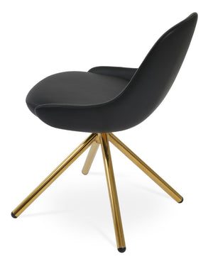 Soho Concept Gazel Swivel Dining Armchair With Soft Leatherette Upholstery & Chrome Base - 2-year Guarantee! Gold,Black  Soho-concept-dining-chair-04171