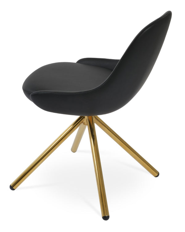 Soho Concept Gazel Swivel Dining Armchair With Soft Leatherette Upholstery & Chrome Base - 2-year Guarantee! Gold,Black  Soho-concept-dining-chair-04171