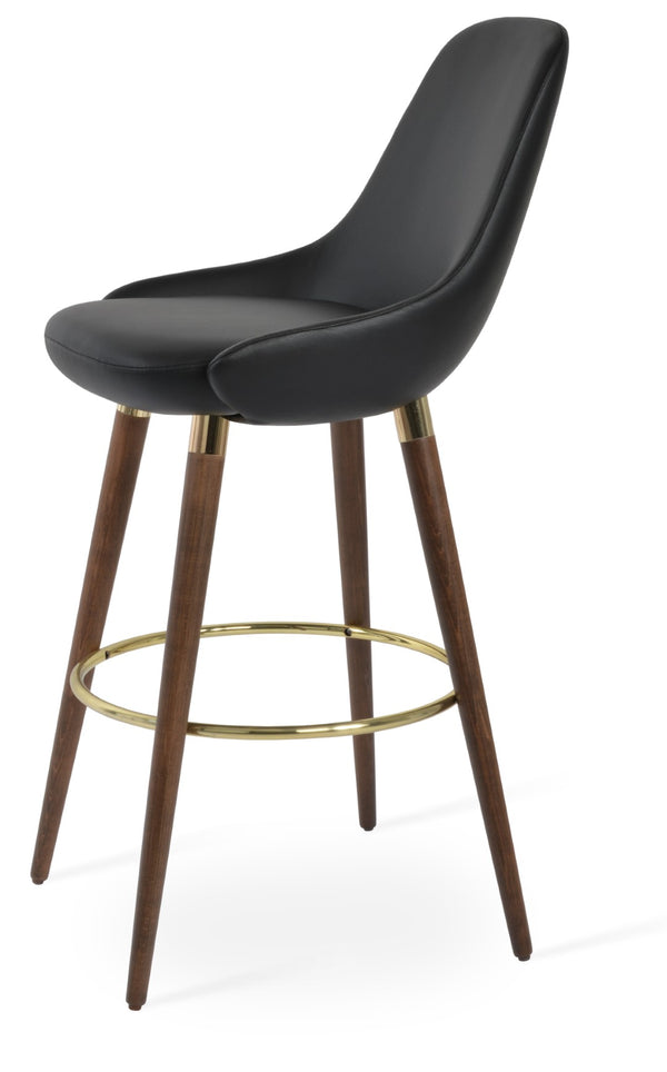 Soho Concept Gazel Solid Wood Barstools & Counterstools – Stylish Leatherette, Gold & Walnut Finish, 2-year Warranty Walnut,Gold,Black  Soho-concept-dining-chair-08665