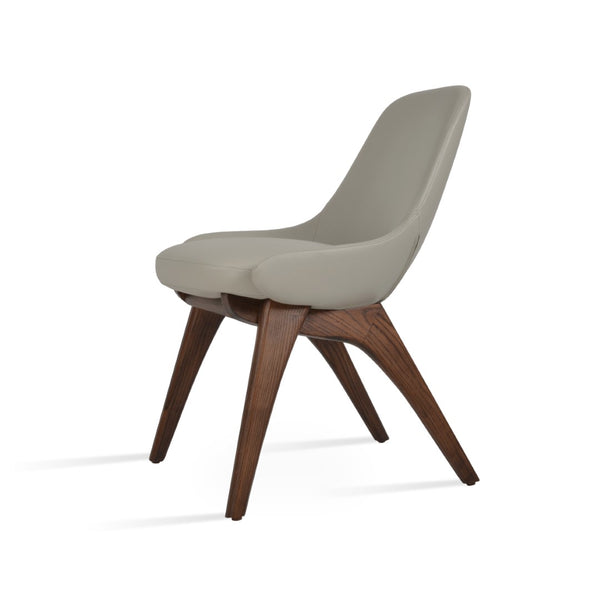 Soho Concept Gazel X - Elegant Wood Dining Chair With Soft Leatherette Upholstery & Gold Ring Detail, 350 Lbs Capacity Walnut,Light Grey  Soho-concept-dining-chair-04229
