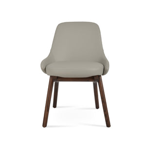 Soho Concept Gazel X - Elegant Wood Dining Chair With Soft Leatherette Upholstery & Gold Ring Detail, 350 Lbs Capacity Walnut,Light Grey  Soho-concept-dining-chair-04229