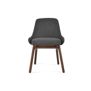 Soho Concept Gazel X - Elegant Wood Dining Chair With Soft Leatherette Upholstery & Gold Ring Detail, 350 Lbs Capacity Walnut,Dark Grey  Soho-concept-dining-chair-04228