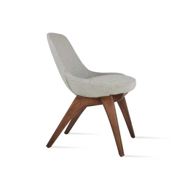 Soho Concept Gazel X - Elegant Wood Dining Chair With Soft Leatherette Upholstery & Gold Ring Detail, 350 Lbs Capacity Walnut,Silver  Soho-concept-dining-chair-04226