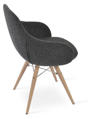 Soho Concept Gazel Mw Dining Chair - Stylish Wool & Boucle Fabric, 10-year Guarantee, Modern Design, 300 Lbs Capacity Natural,Dark Grey  Soho-concept-dining-chair-04069