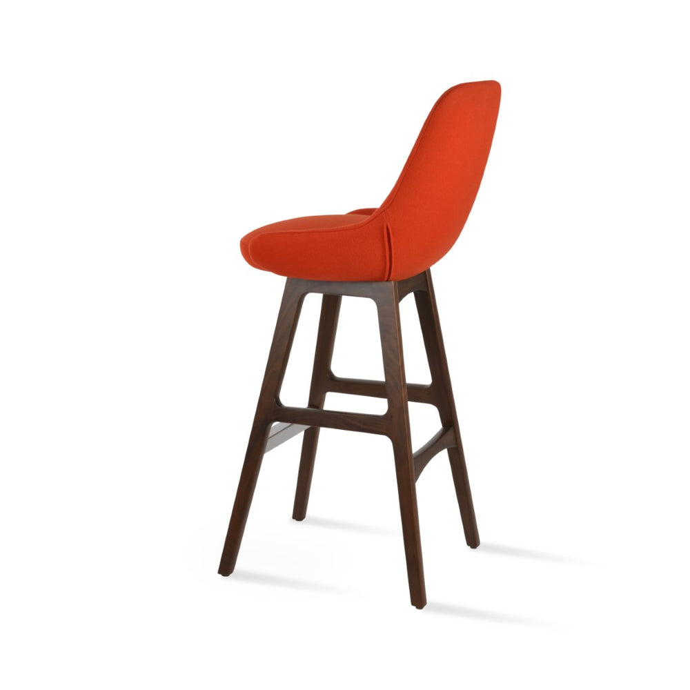 Soho Concept Gazel Premium Barstools & Counterstools - Stylish Wool & Leatherette Upholstery, 10-year Guarantee! Walnut,Orange  Soho-concept-dining-chair-08615