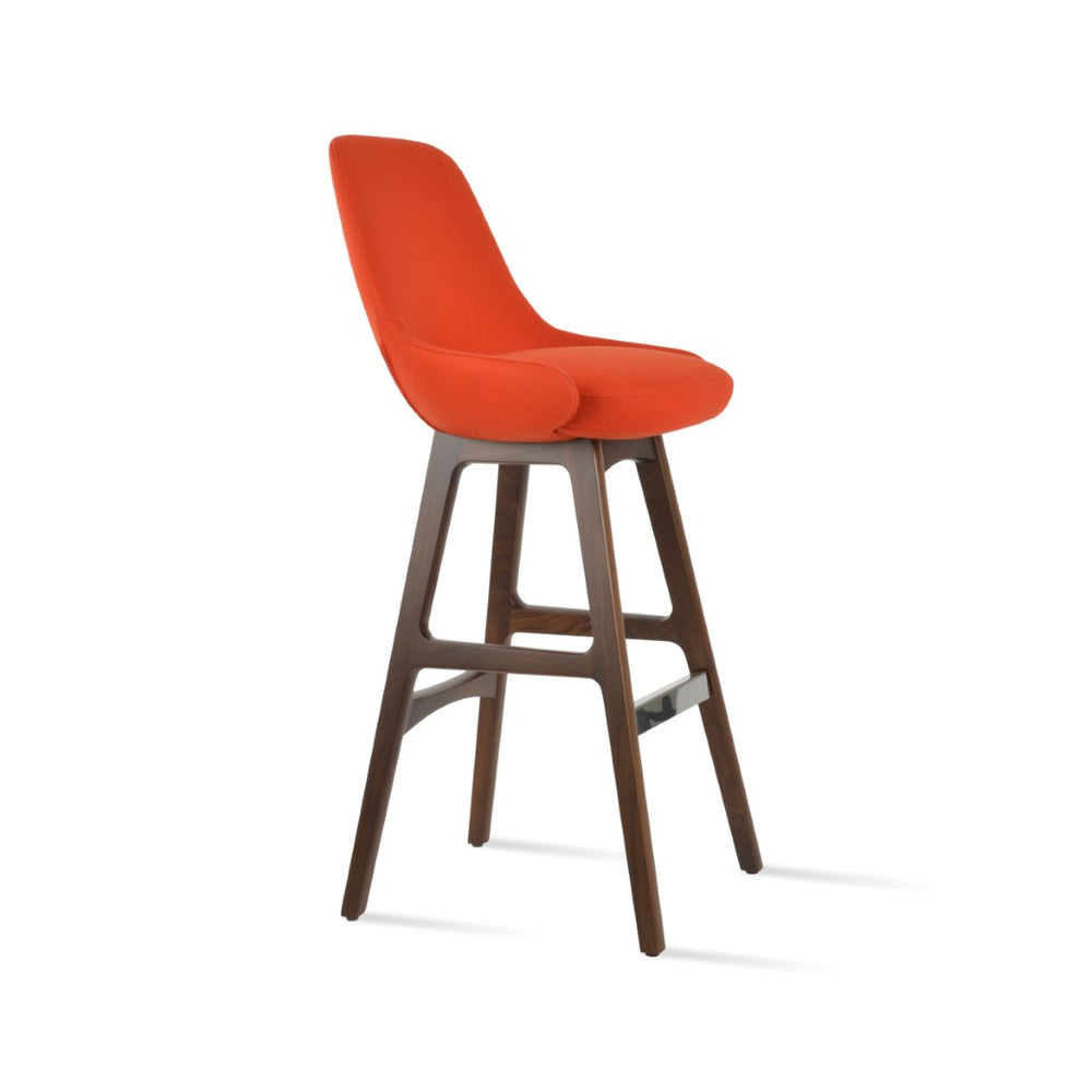 Soho Concept Gazel Premium Barstools & Counterstools - Stylish Wool & Leatherette Upholstery, 10-year Guarantee! Walnut,Orange  Soho-concept-dining-chair-08615