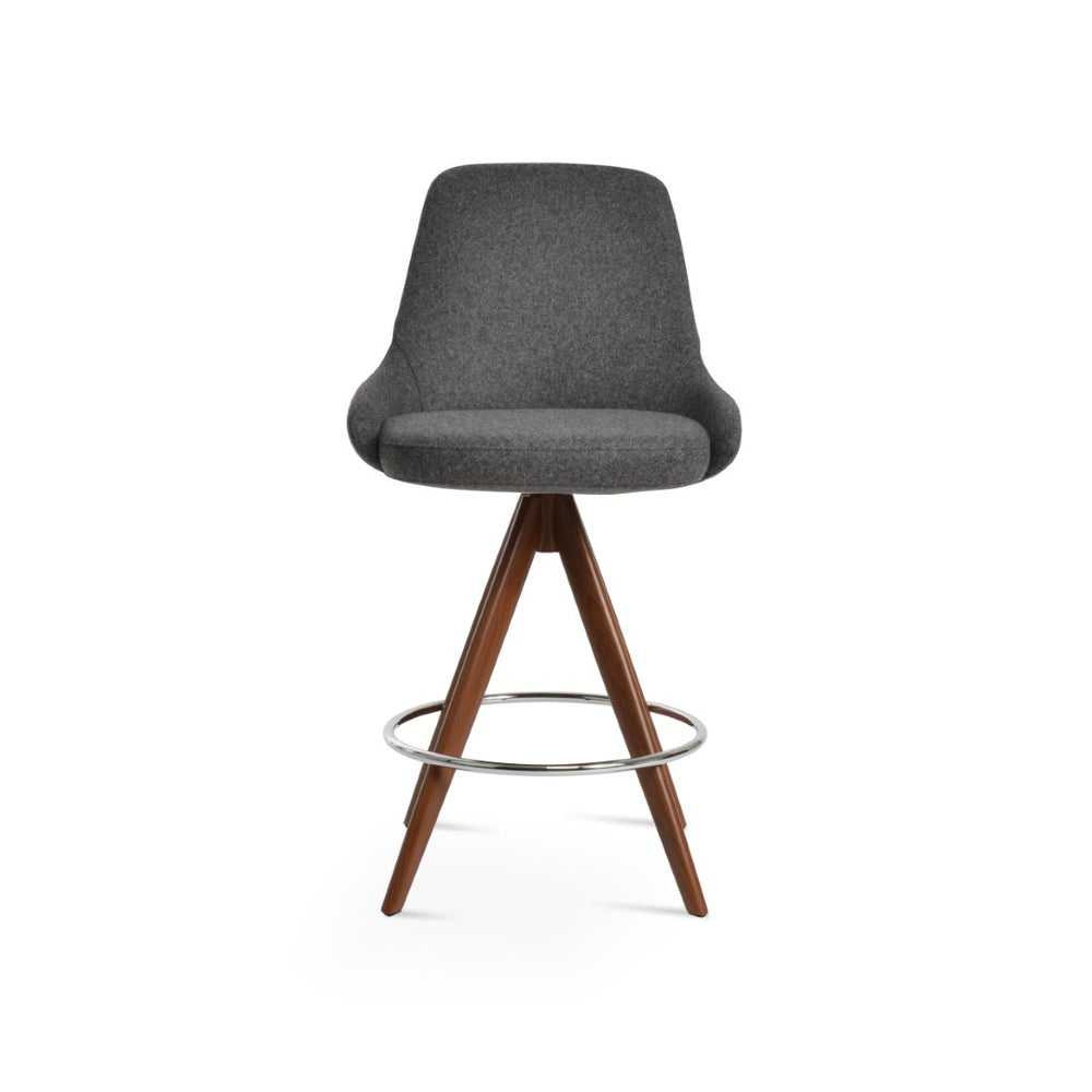 Soho Concept Gazel Pyramid Swivel Barstools - Durable Camira Blazer Wool, Elegant Design, 10-year Guarantee! Walnut,Dark Grey  Soho-concept-dining-chair-08618