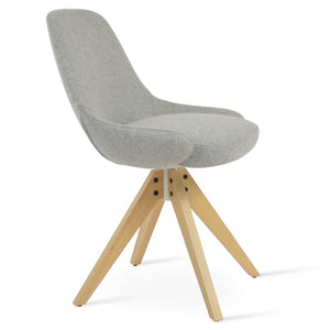 Soho Concept Gazel Pyramid Wood Swivel Dining Chair - Elegant Camira Wool Fabric, 10-year Guarantee, Walnut Finish Natural,Silver  Soho-concept-dining-chair-04102
