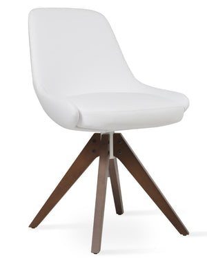 Soho Concept Gazel Pyramid Wood Swivel Dining Chair – Stylish Leatherette Upholstery, 2-year Guarantee, Solid Wood Walnut,White  Soho-concept-dining-chair-04101
