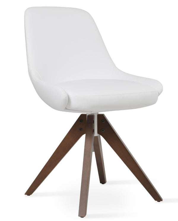 Soho Concept Gazel Pyramid Wood Swivel Dining Chair – Stylish Leatherette Upholstery, 2-year Guarantee, Solid Wood Walnut,White  Soho-concept-dining-chair-04101