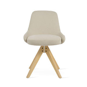 Soho Concept Gazel Pyramid Wood Swivel Dining Chair - Premium Upholstery, Solid Wood Base, 10-year Guarantee! Natural,White  Soho-concept-dining-chair-04104