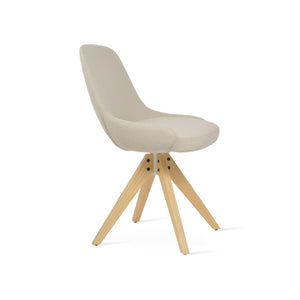 Soho Concept Gazel Pyramid Wood Swivel Dining Chair - Premium Upholstery, Solid Wood Base, 10-year Guarantee! Natural,White  Soho-concept-dining-chair-04104