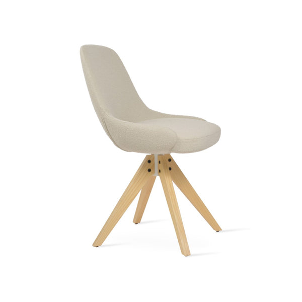 Soho Concept Gazel Pyramid Wood Swivel Dining Chair - Premium Upholstery, Solid Wood Base, 10-year Guarantee! Natural,White  Soho-concept-dining-chair-04104