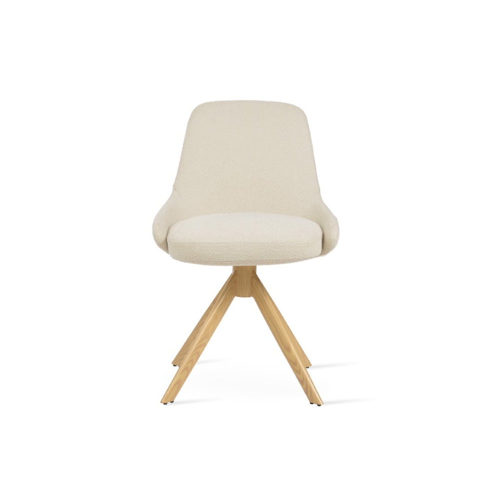 Soho Concept Gazel Sword Dining Swivel Chair - Elegant Comfort In Boucle, Velvet & Nubuck With Gold Base Options Natural,White  Soho-concept-dining-chair-04177