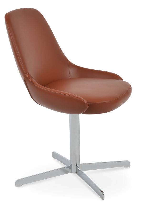 Soho Concept Gazel 4 Star Swivel Dining Chair - Modern Design, Premium Leatherette, 2-year Guarantee, Stylish Finish Chrome  Soho-concept-dining-chair-03778