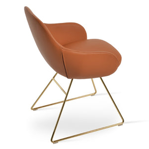 Soho Concept Gazel Arm Wire Counter And Bar Chair - Elegant Boucle & Leather Upholstery, 10-year Warranty, Gold Gold  Soho-concept-dining-chair-03846
