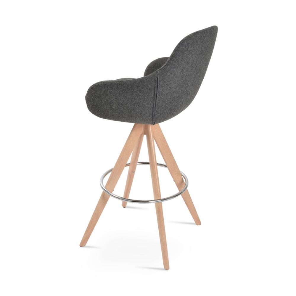 Soho Concept Gazel Arm Pr- Stylish Wood Barstools & Counterstools In Camira Blazer Wool, 10-year Warranty, Ergonomic Natural,Dark Grey  Soho-concept-dining-chair-06847