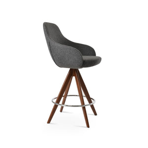Soho Concept Gazel Arm Barstools & Counterstools - Luxe Camira Boucle Fabric, Solid Wood Base, 10-year Warranty! Walnut,Dark Grey  Soho-concept-dining-chair-08605