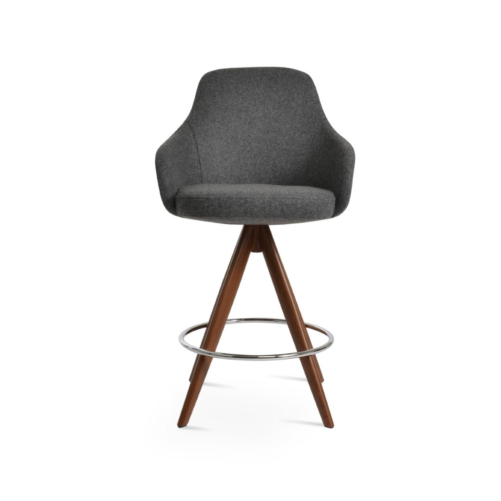 Soho Concept Gazel Swivel Barstools & Counterstools - Premium Camira Wool, 10-year Warranty, Elegant Design Walnut,Dark Grey  Soho-concept-dining-chair-08606