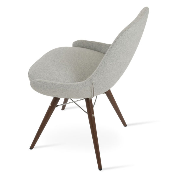 Soho Concept Gazel Mw Dining Chair - Stylish Wool & Boucle Fabric, 10-year Guarantee, Modern Design, 300 Lbs Capacity Walnut,Silver  Soho-concept-dining-chair-04080
