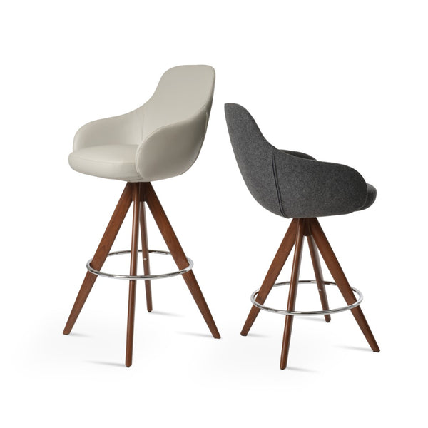 Soho Concept Gazel Pyramid-mw Swivel Barstools & Counterstools - Luxurious Wool Fabric, 10-year Guarantee, Stylish Design Walnut,Dark Grey  Soho-concept-dining-chair-08610
