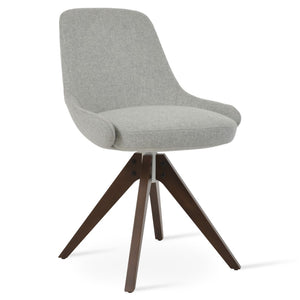 Soho Concept Gazel Pyramid Wood Swivel Dining Chair - Elegant Camira Wool Fabric, 10-year Guarantee, Walnut Finish Walnut,Silver  Soho-concept-dining-chair-04113