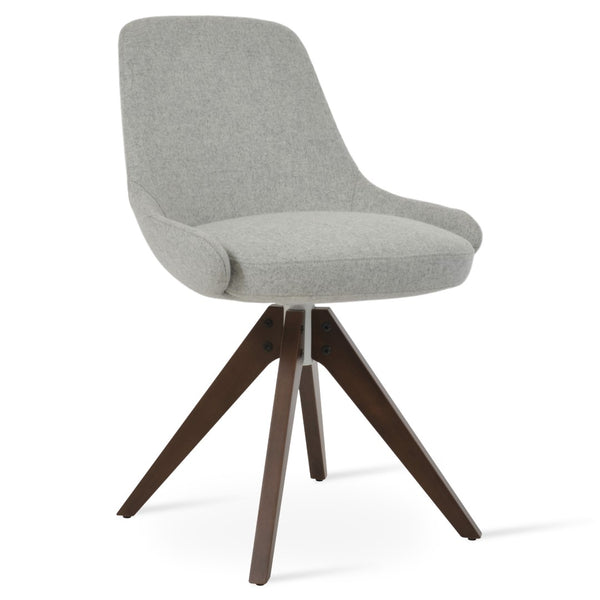 Soho Concept Gazel Pyramid Wood Swivel Dining Chair - Elegant Camira Wool Fabric, 10-year Guarantee, Walnut Finish Walnut,Silver  Soho-concept-dining-chair-04113