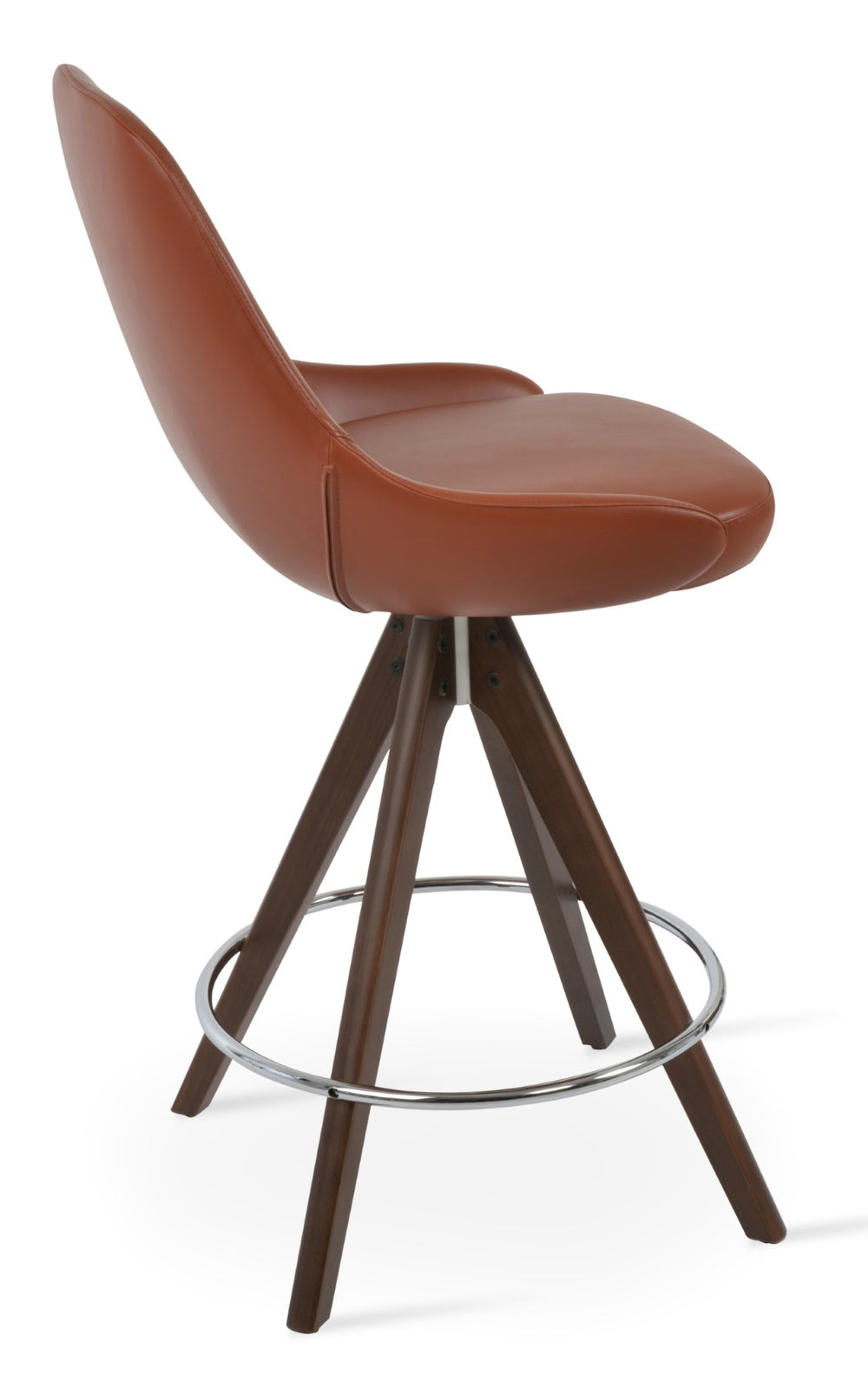 Soho Concept Gazel Pyramid Swivel Barstools & Counterstools - Elegant Leatherette, Solid Wood Base, 2-year Guarantee Walnut  Soho-concept-dining-chair-08609