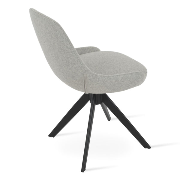 Soho Concept Gazel Sword Dining Swivel Chair - Premium Wool Fabric, 10-year Warranty, Customizable Base Options Black,Silver  Soho-concept-dining-chair-04175