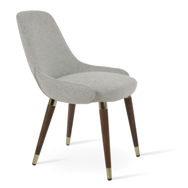 Soho Concept Gazel Wood Dining Chair - Soft Leatherette, Solid Beech Base, Gold Accent, 2-year Guarantee, 350 Lbs Capacity Walnut,Silver  Soho-concept-dining-chair-04218