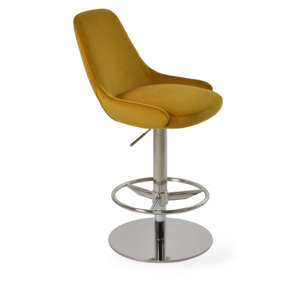 Soho Concept Gazel Adjustable Arm Barstools & Counterstools With Full Footrest In Boucle, Velvet & Nubuck Fabrics Seat Nubuck Fabric Cognac  Soho-concept-dining-chair-08768