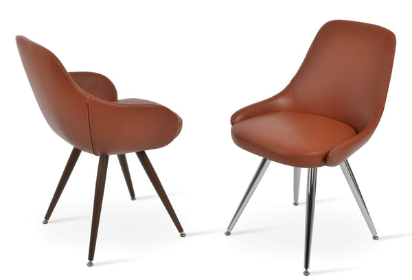 Soho Concept Gazel Star Armchair Dining Chair - Elegant Soft Leatherette, Adjustable Height, 2-year Guarantee Walnut,Chrome  Soho-concept-dining-chair-04231