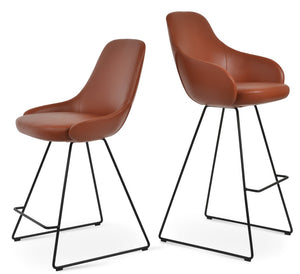 Soho Concept Gazel Arm Wire Counter & Bar Stools - Elegant Leatherette Seating With 2-year Guarantee, Soft Black Black  Soho-concept-dining-chair-08877